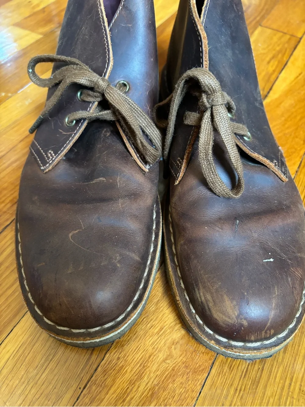 Clarks Brown Leather Lace Up Chukka Desert Ankle Boots Rubber Sole. Men's US 8